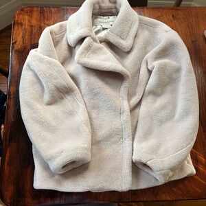 Treasure and Bond Cream Faux Fur Coat